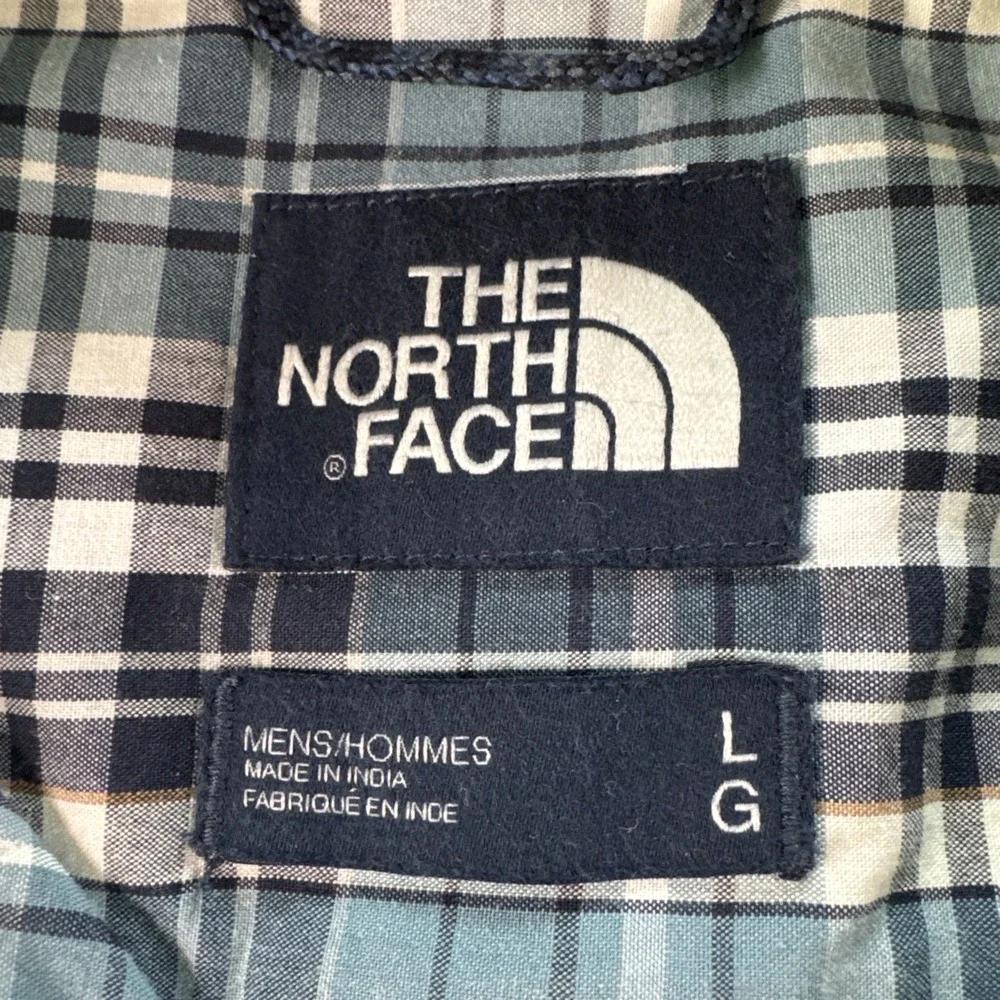 The North Face Mens Large Shirt Short Sleeve Plaid  Blue White Black